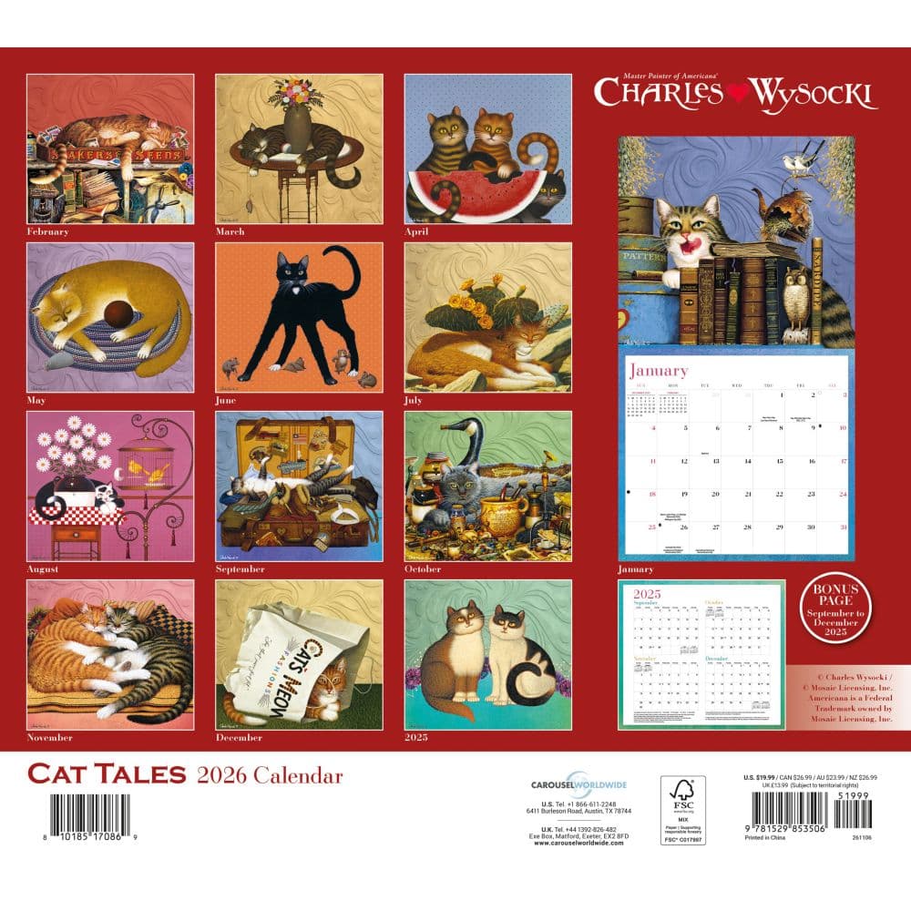 Charles Wysocki Cat Tales 2026 Deluxe Wall Calendar First Alternate Image