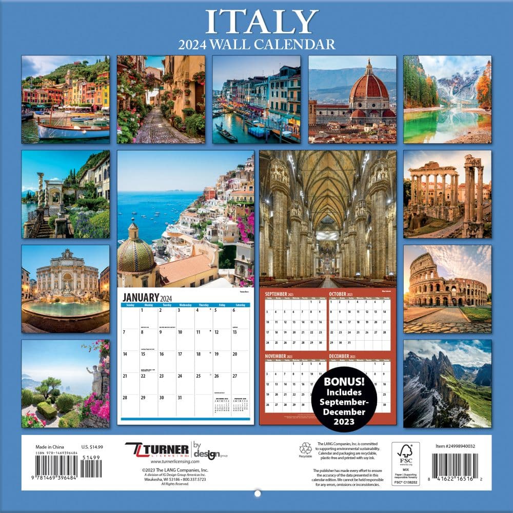 Italy 2024 Wall Calendar