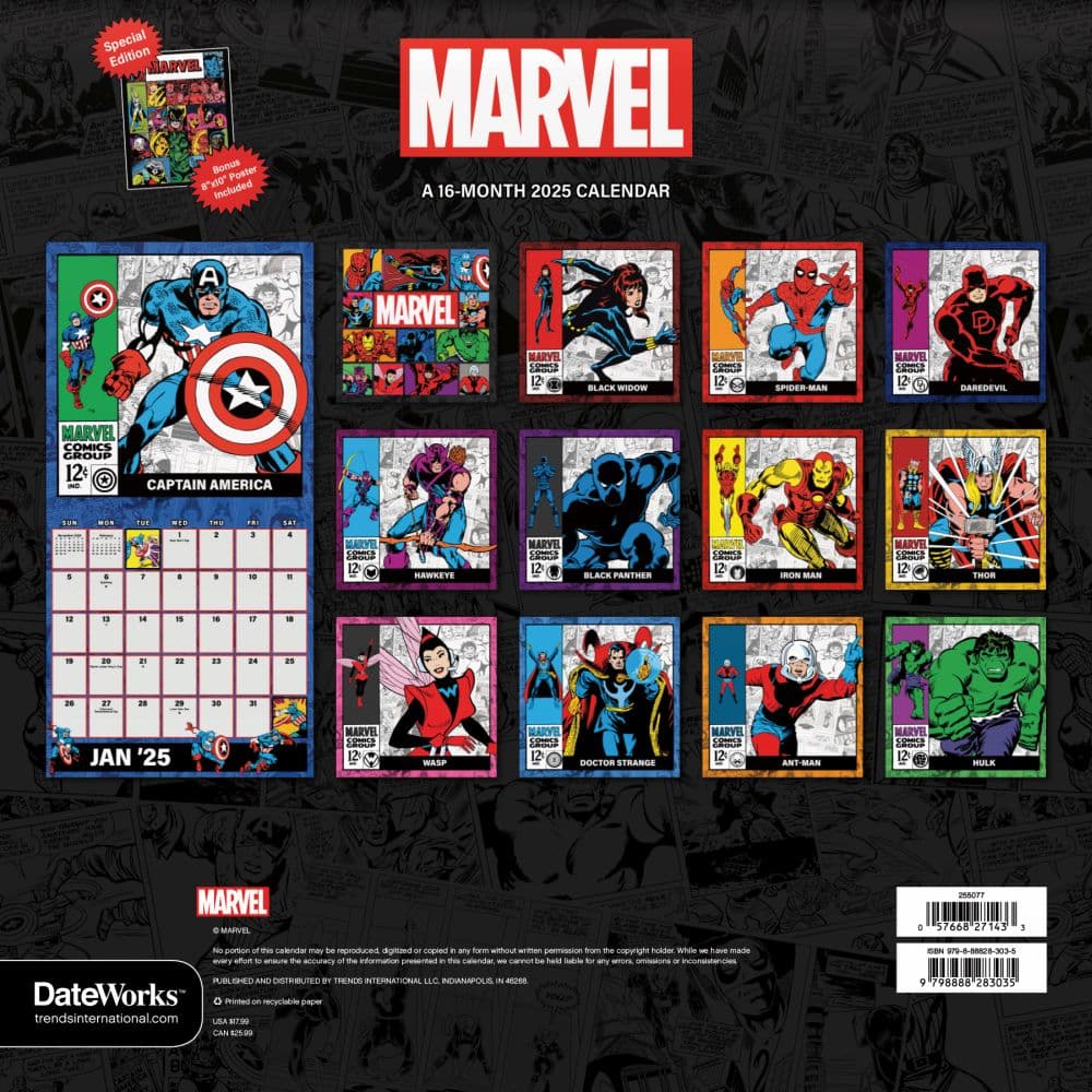 Marvel Comics Exclusive with Bonus Print 2025 Wall Calendar First Alternate Image width=&quot;1000&quot; height=&quot;1000&quot;