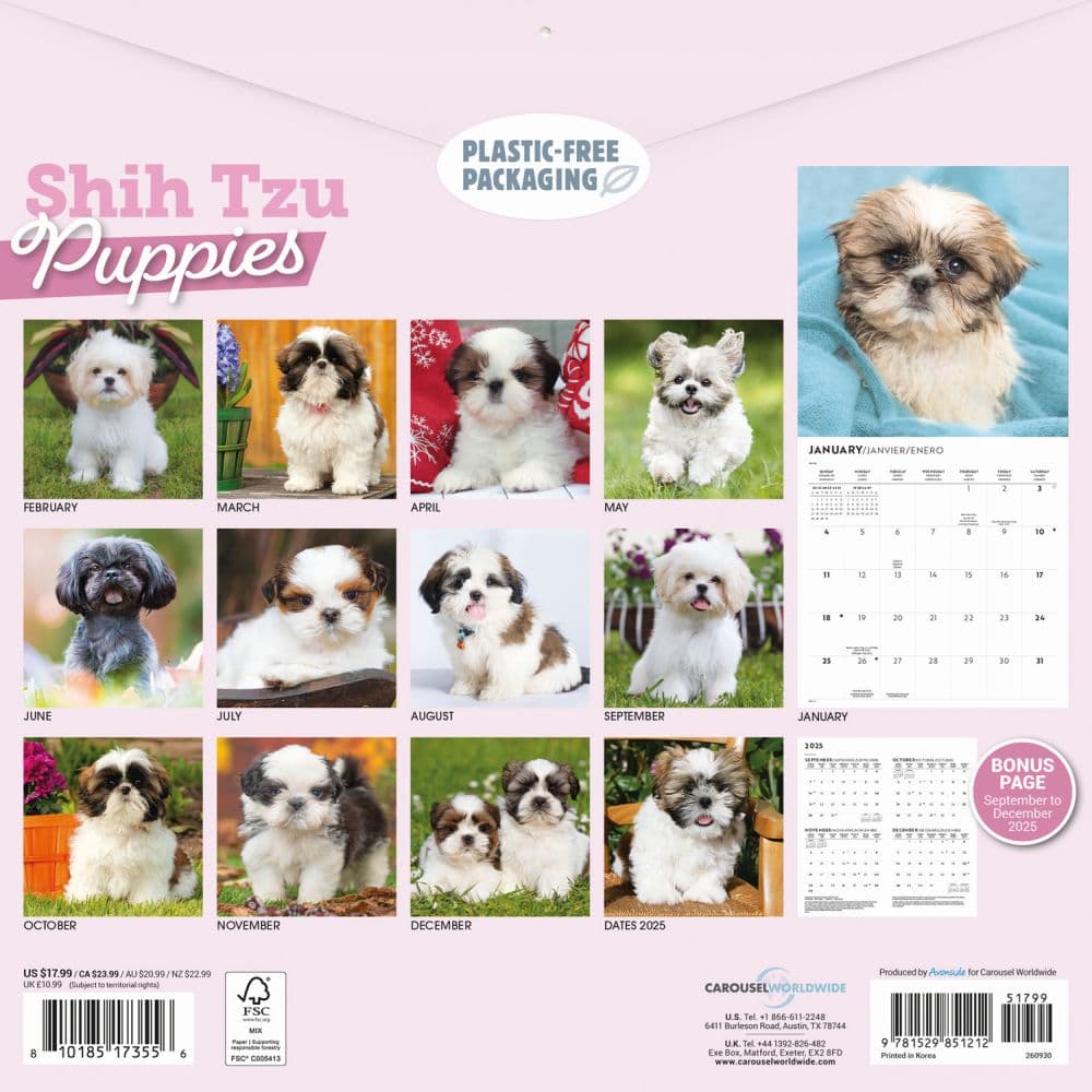 Shih Tzu Puppies 2026 Wall Calendar First Alternate Image