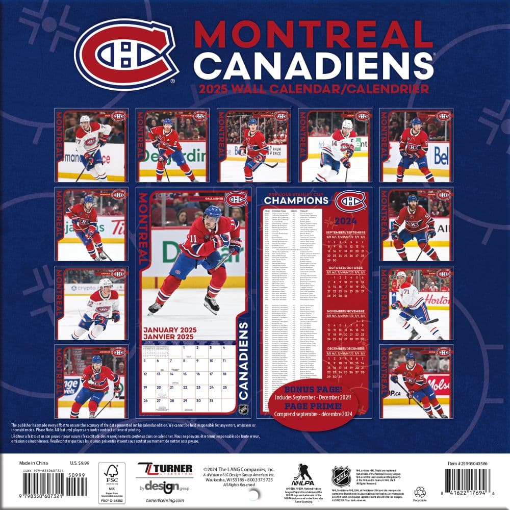 NHL Montreal Canadiens 2025 Mini Wall Calendar First Alternate Image