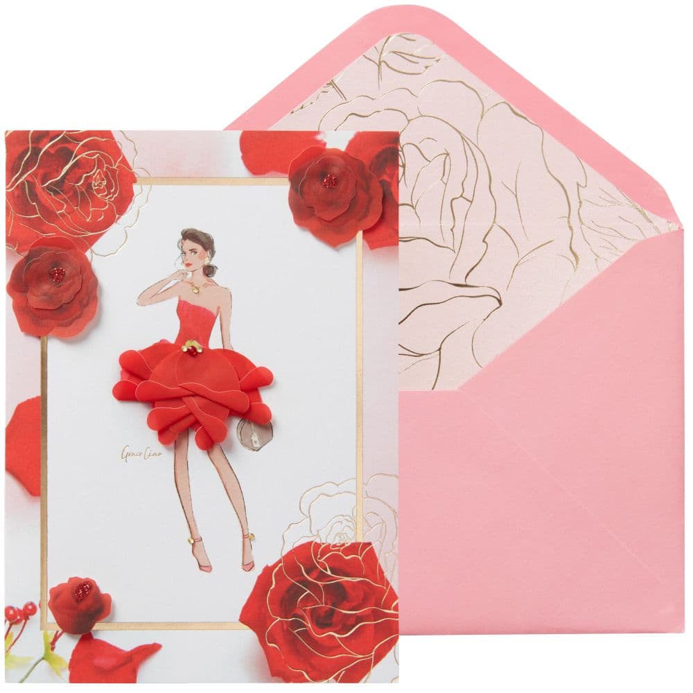 Lang Red Dress Girl Birthday Card