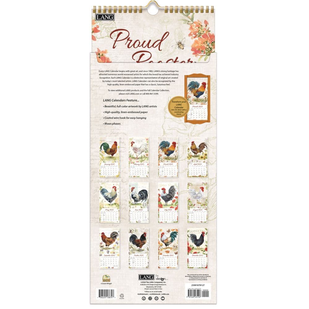 Proud Rooster 2025 Vertical Wall Calendar by Susan Winget_ALT3