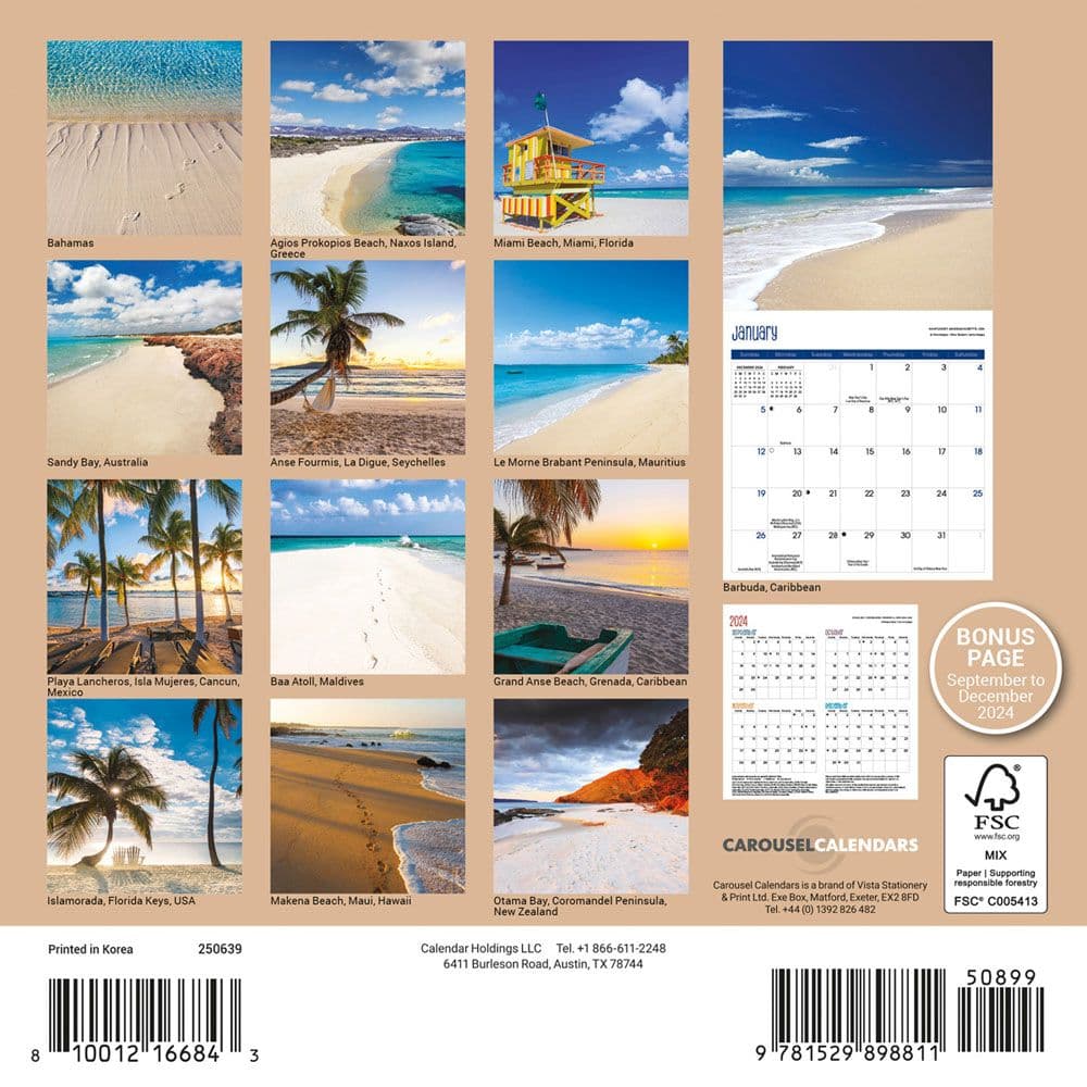 Beaches 2025 Mini Wall Calendar
