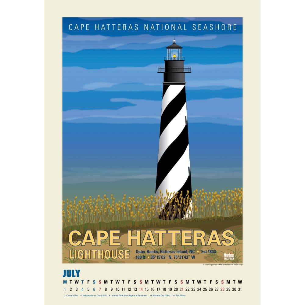 Atlantic Coast Lighthouses Poster 2024 Wall Calendar Fourth Alternate Image width=&quot;1000&quot; height=&quot;1000&quot;