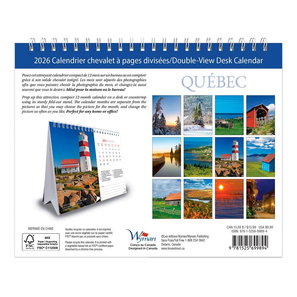Quebec Double 2026 Easel Desk Calendar French First Alternate Image