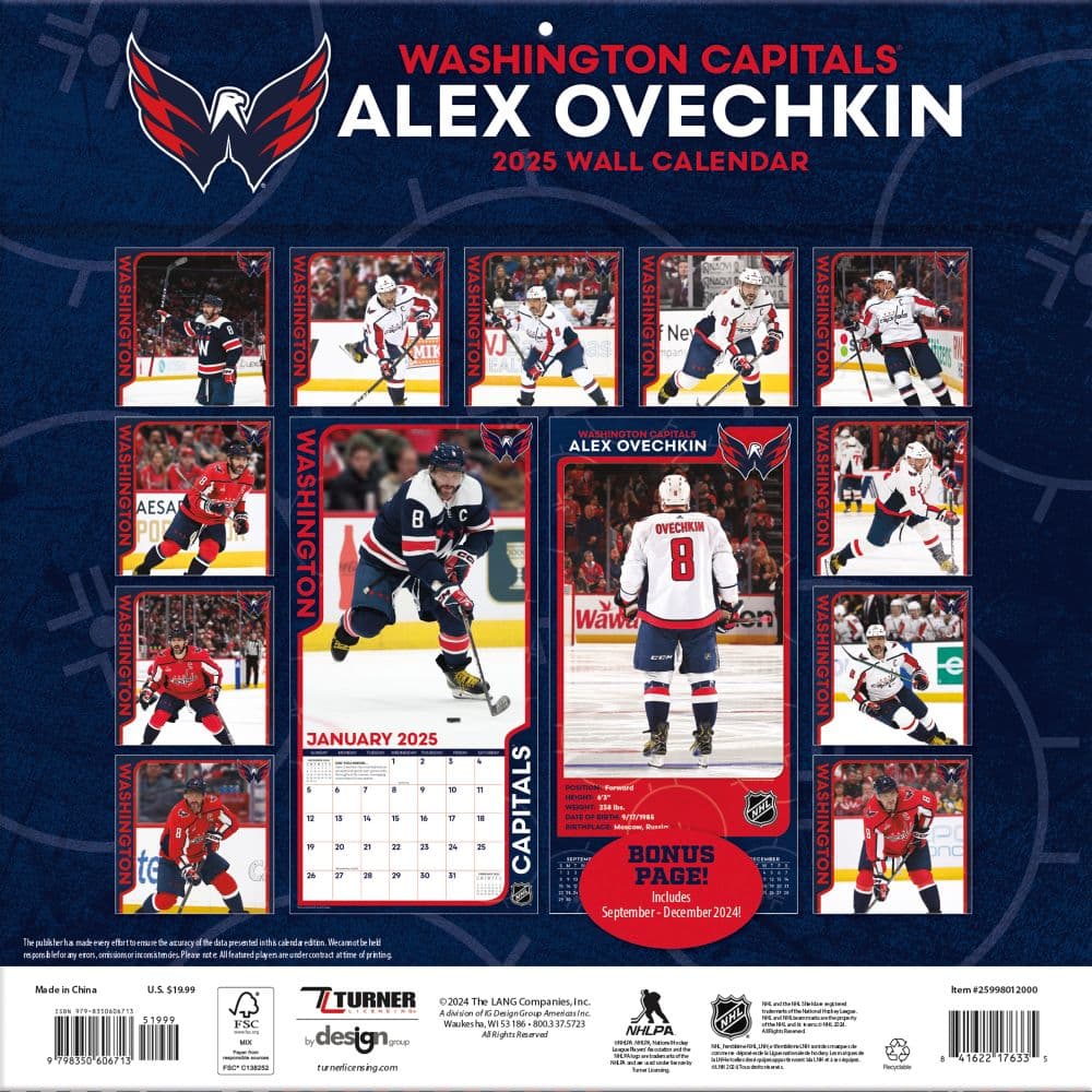 NHL Alex Ovechkin 2025 Wall Calendar Third Alternate Image width=&quot;1000&quot; height=&quot;1000&quot;