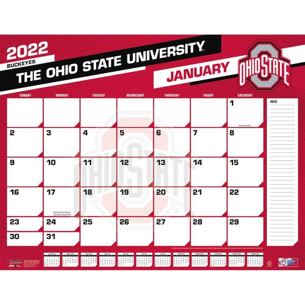 Ohio State 2022 Calendar Ohio State Buckeyes 2022 Desk Pad Calendar - Calendars.com