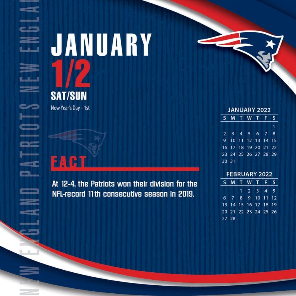 Patriot Schedule 2022 Nfl New England Patriots 2022 Desk Calendar - Calendars.com