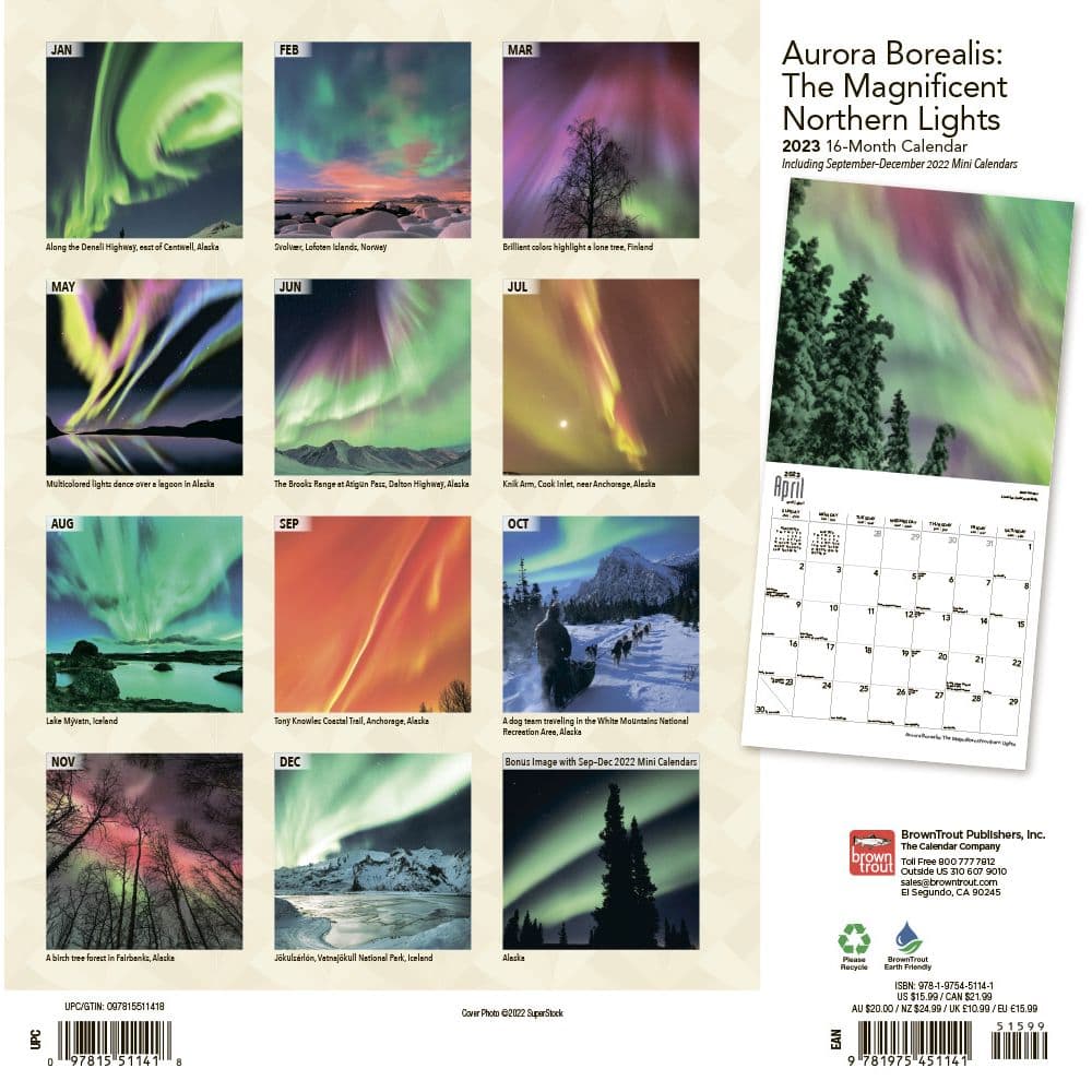 Aurora Borealis The Magnificent Northern Lights 2023 Wall Calendar