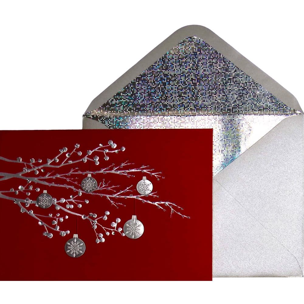 Ornate Ornaments on Branches Christmas Card Main Product Image