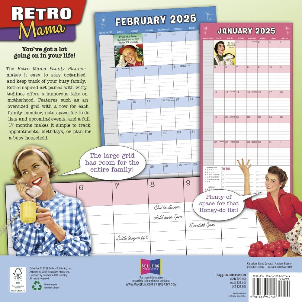 Retro Mama 17 Month 2025 Family Calendar First Alternate Image width=&quot;1000&quot; height=&quot;1000&quot;