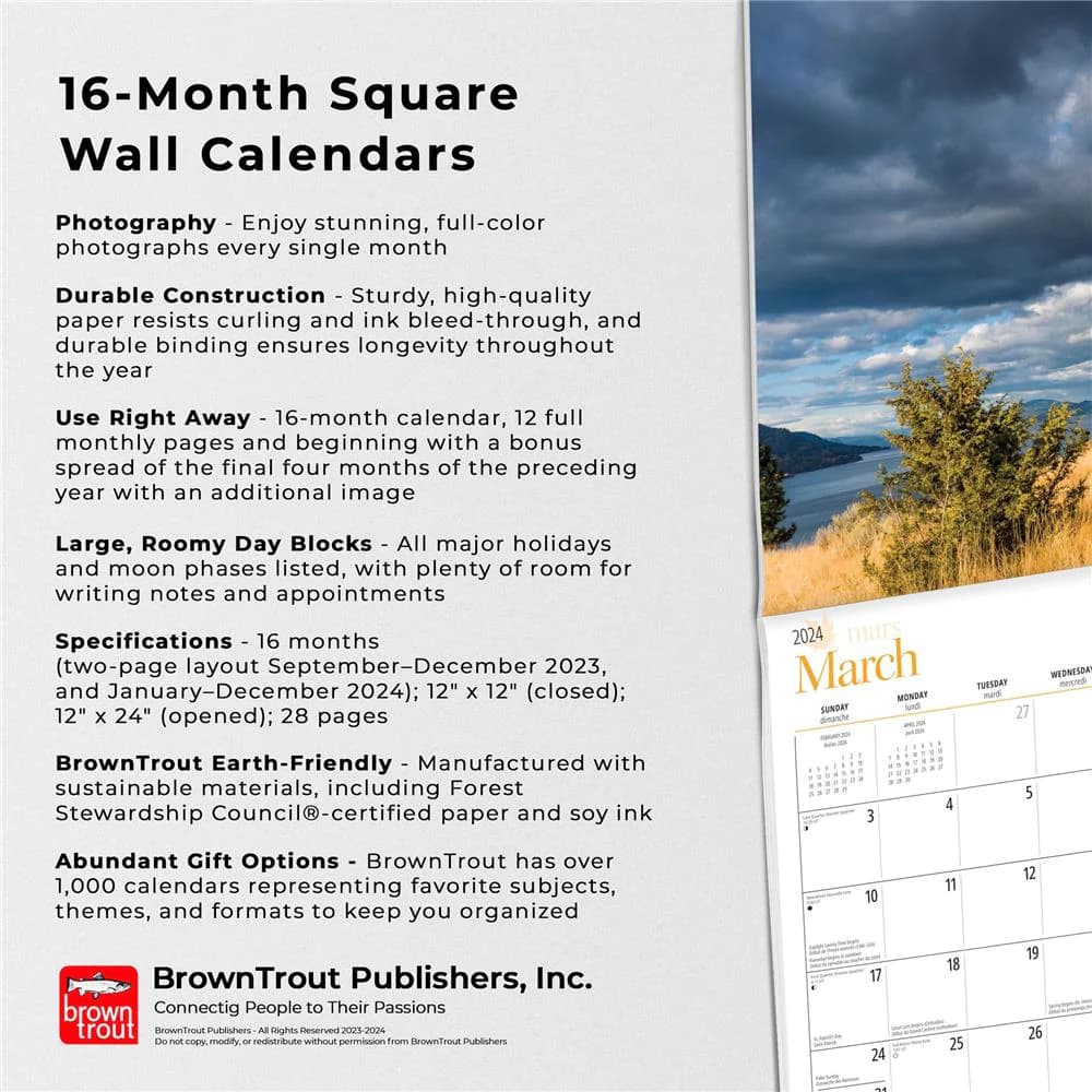 Okanagan Valley 2024 Wall Calendar features