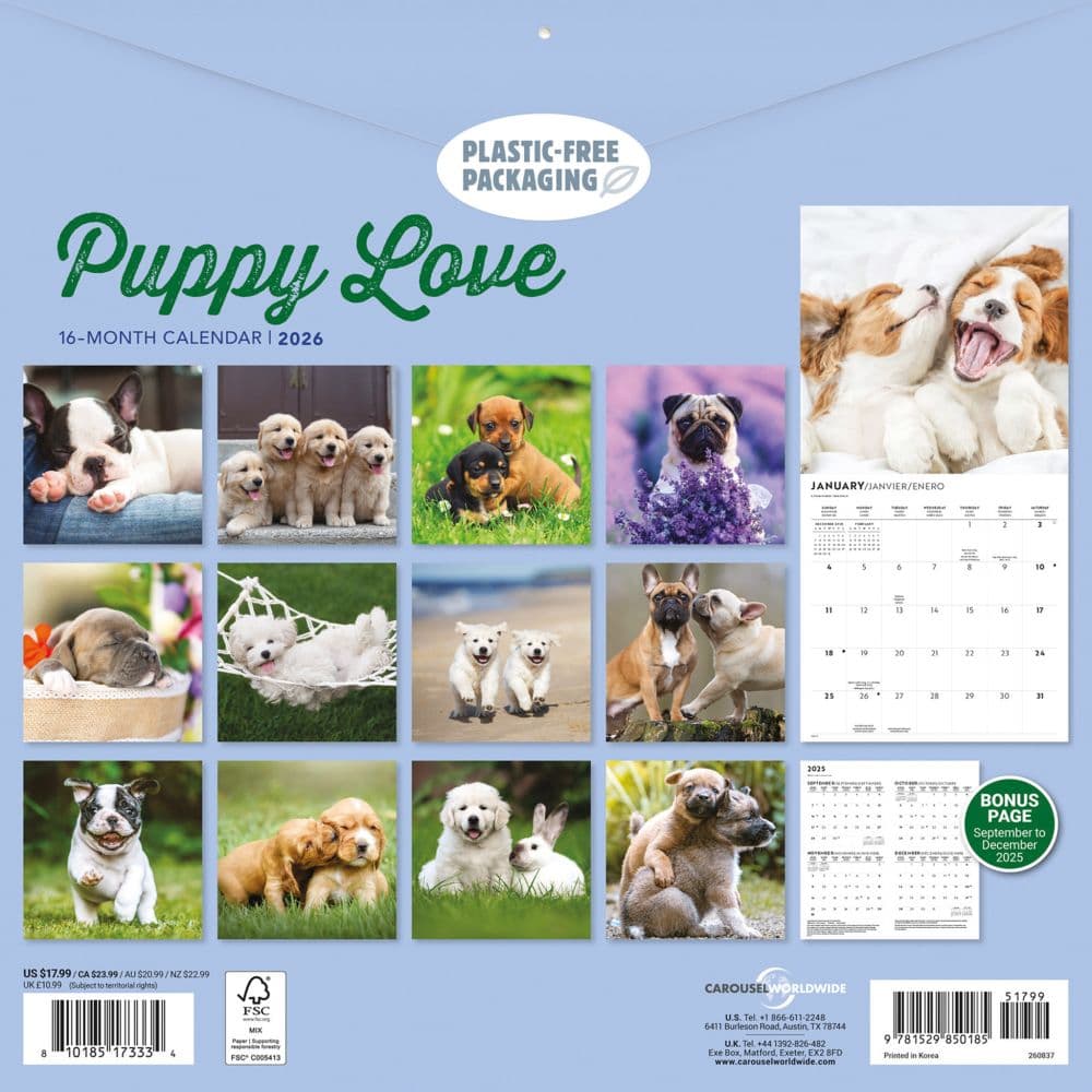 Puppy Love 2026 Wall Calendar First Alternate Image