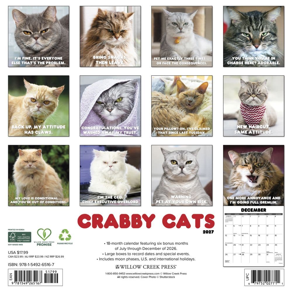 Crabby Cats 2027 Wall Calendar First Alternate Image