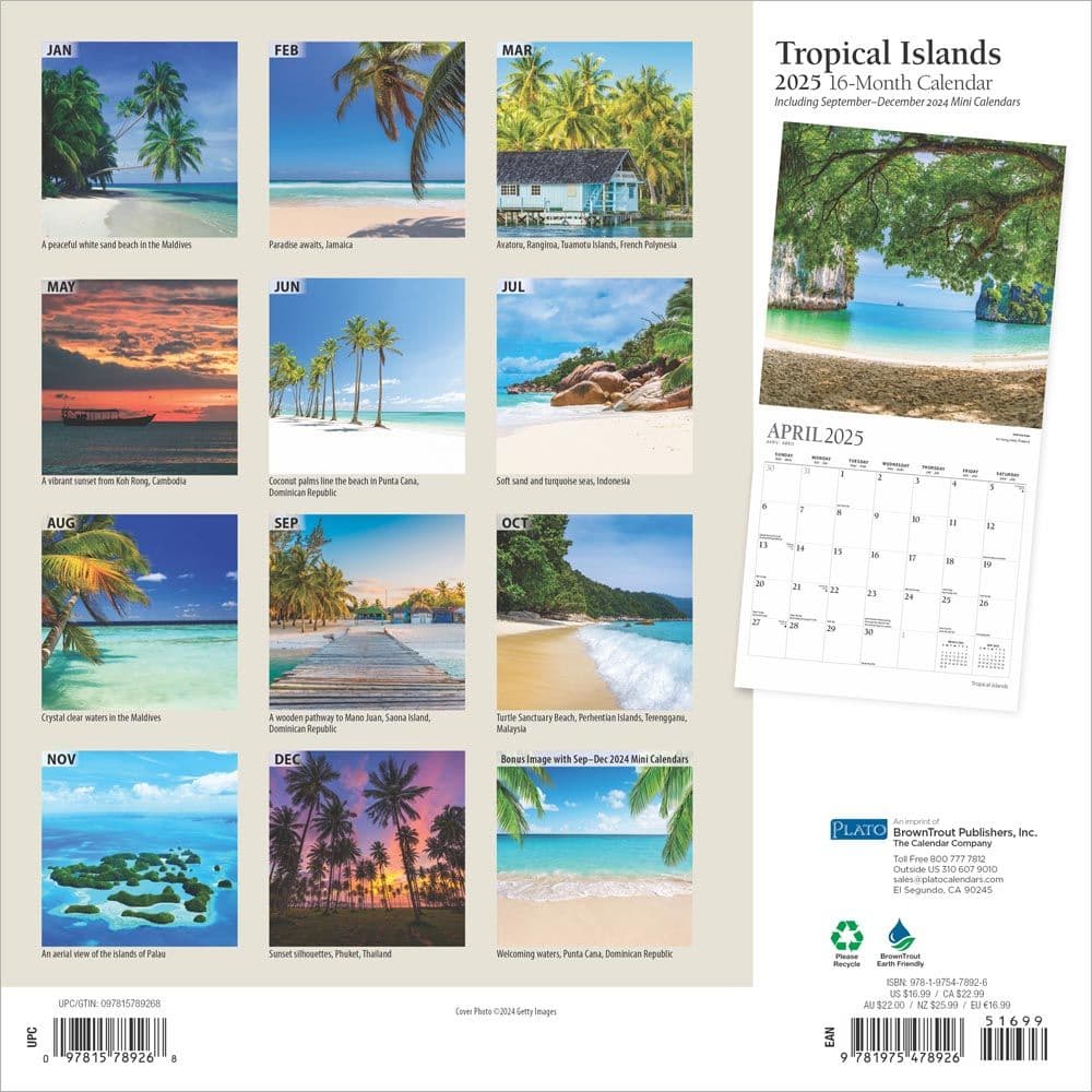 Tropical Islands Plato 2025 Wall Calendar First Alternate Image