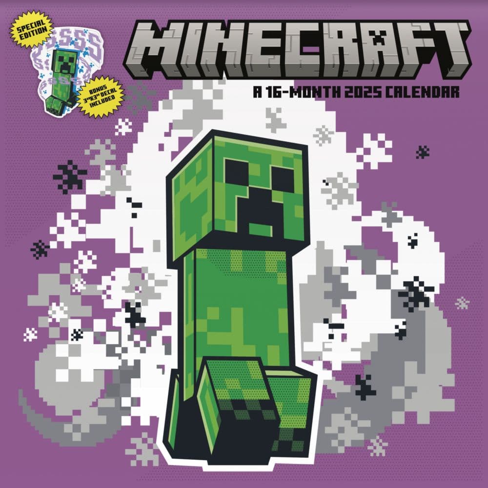 Minecraft Exclusive with Decal 2025 Wall Calendar Main Product Image