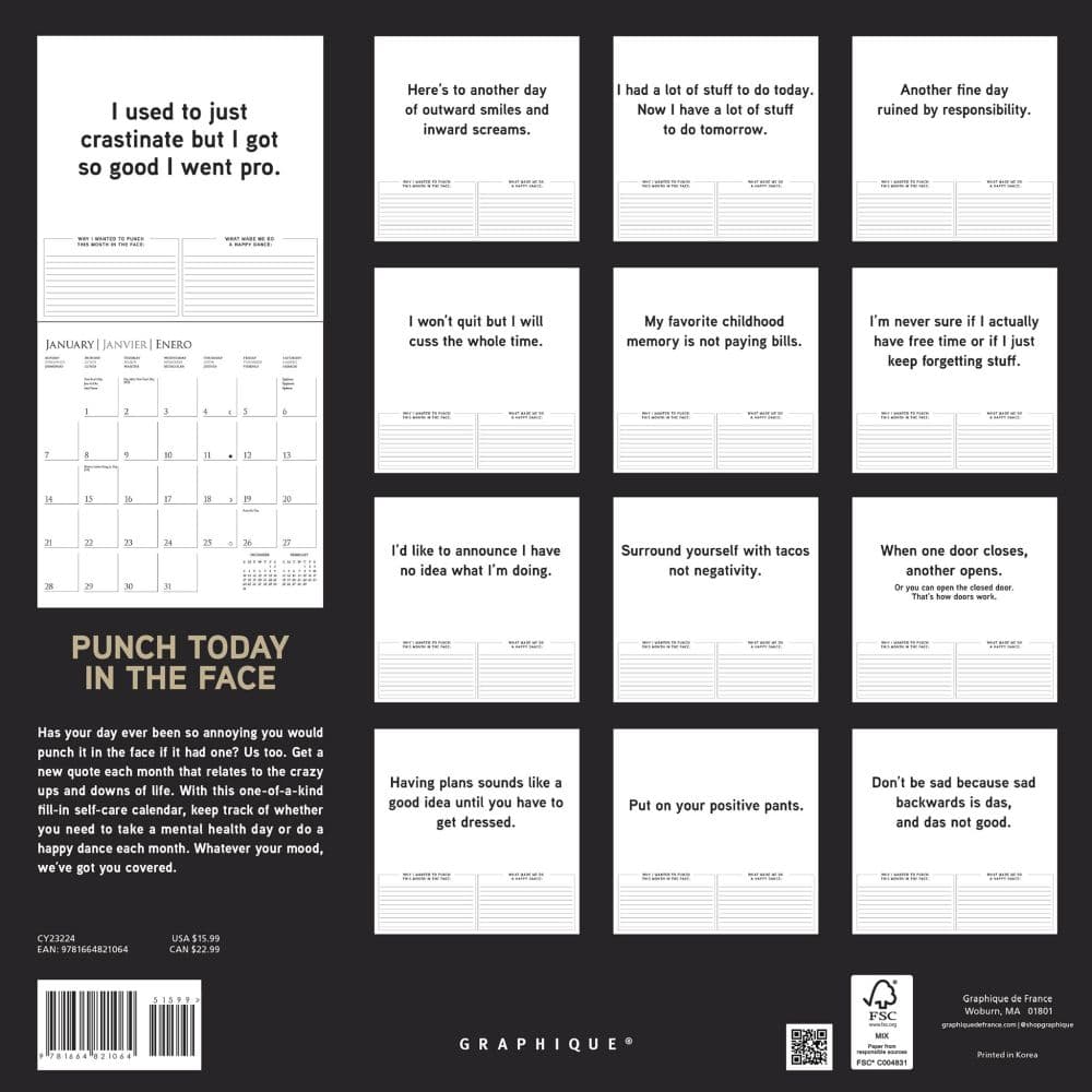 Punch Today in the Face 2024 Wall Calendar First Alternate Image width=&quot;1000&quot; height=&quot;1000&quot;