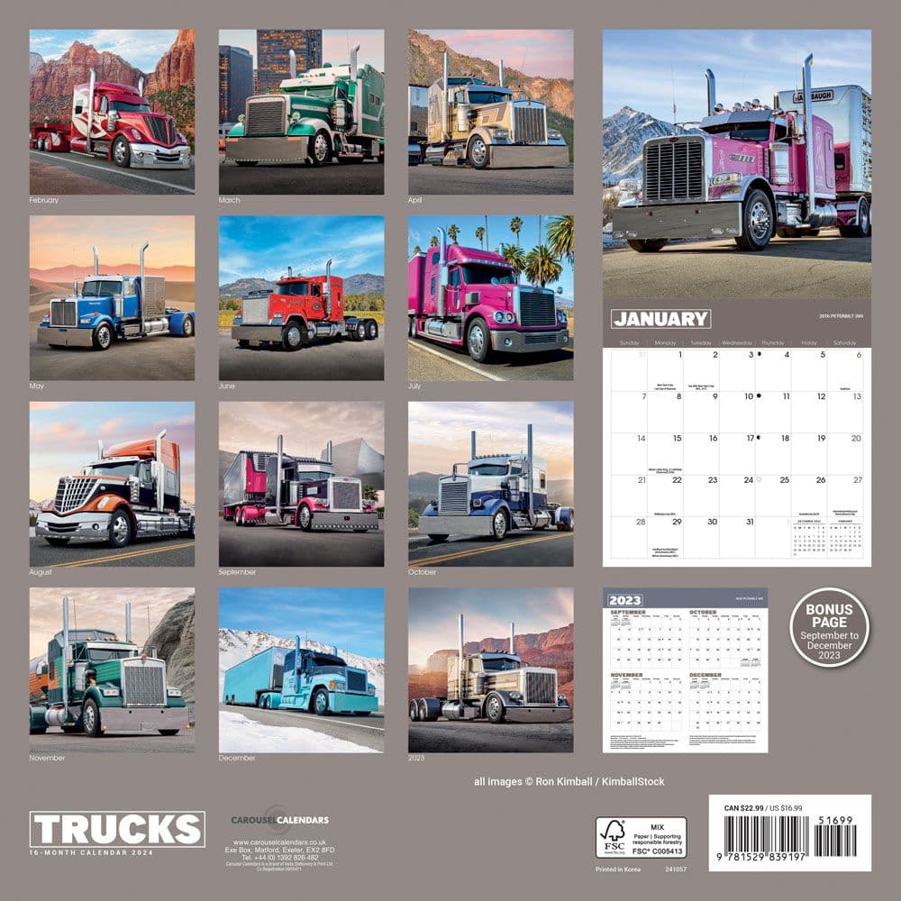 Trucks 2024 Wall Calendar