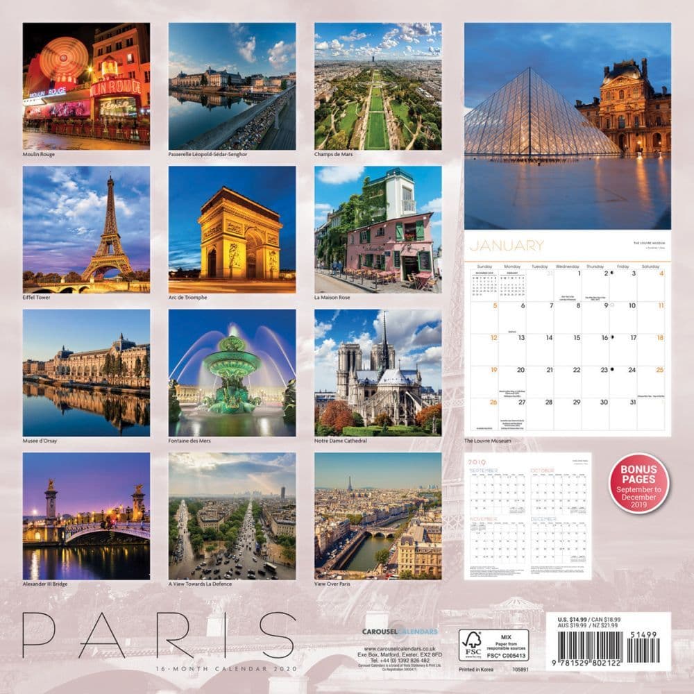 Paris Wall Calendar - Calendars.com