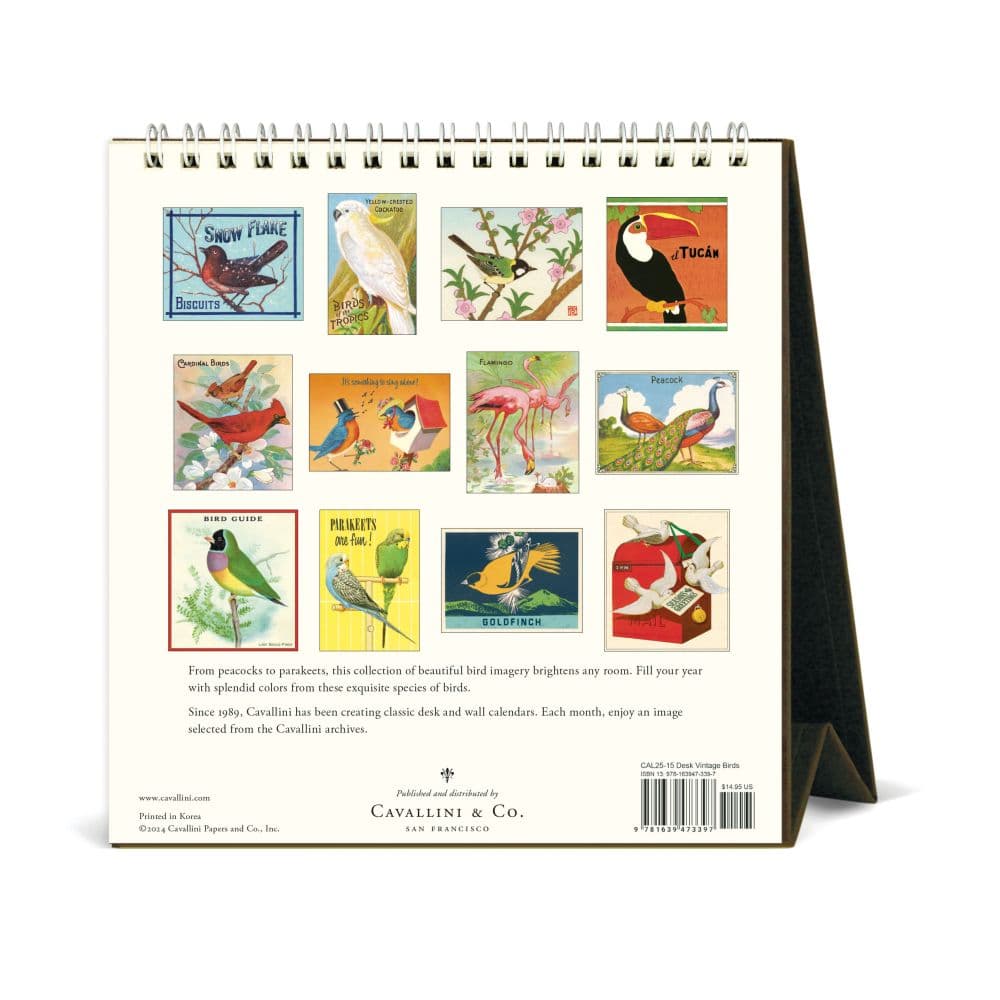 Birds Vintage 2025 Easel Desk Calendar Second Alternate Image width="1000" height="1000"