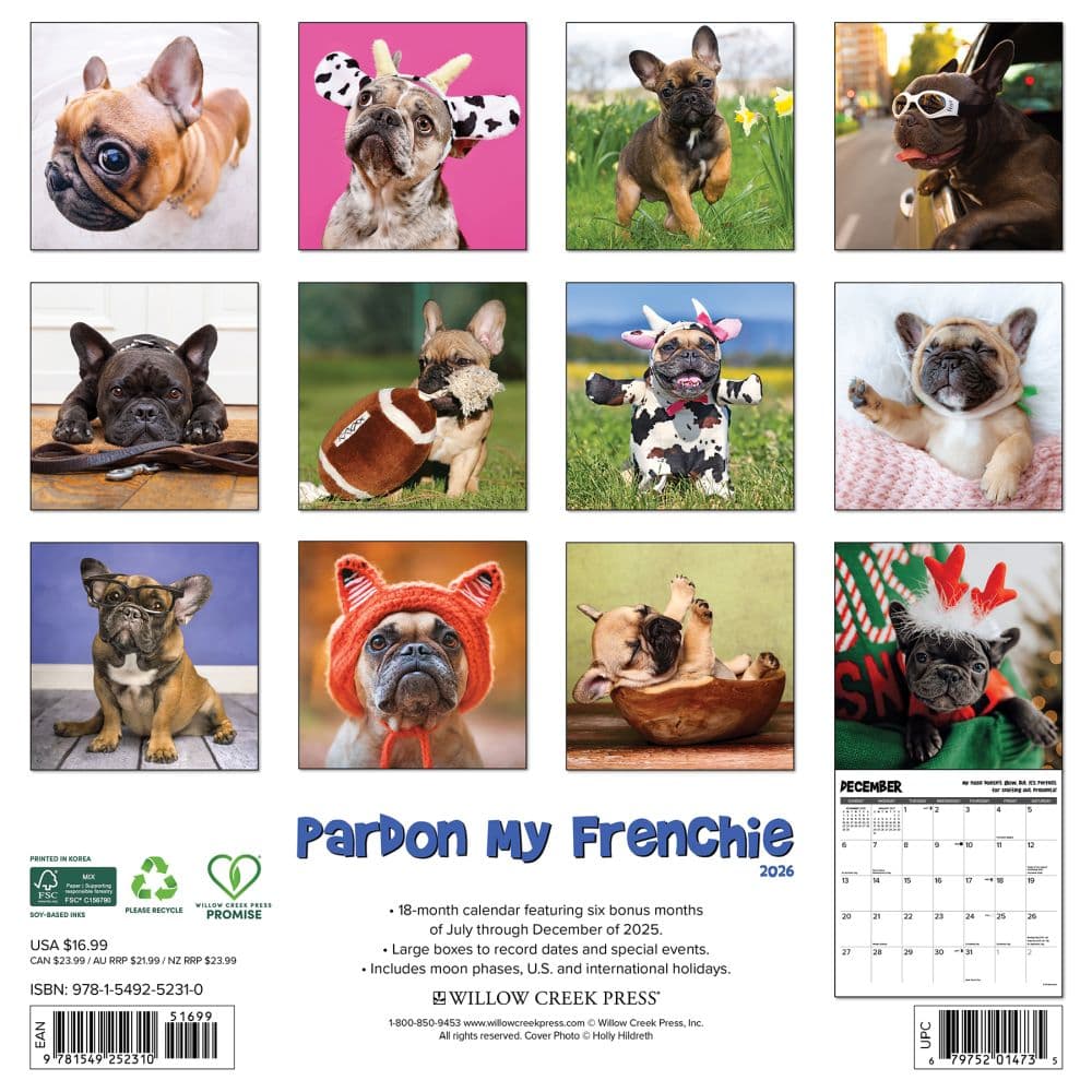 Pardon My Frenchie 2026 Wall Calendar First Alternate Image