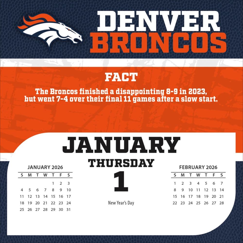 NFL Denver Broncos 2026 Desk Calendar First Alternate Image