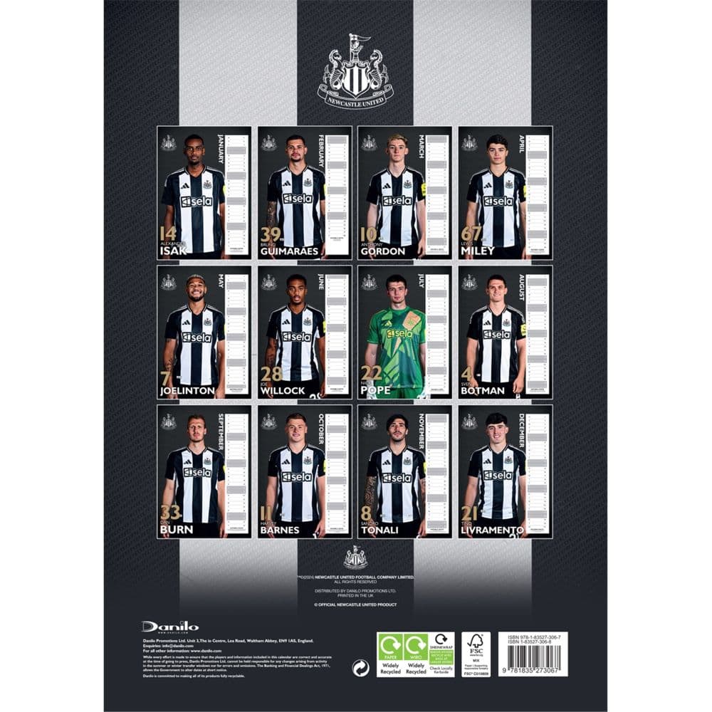 Newcastle United FC Poster 2025 Wall Calendar First Alternate Image