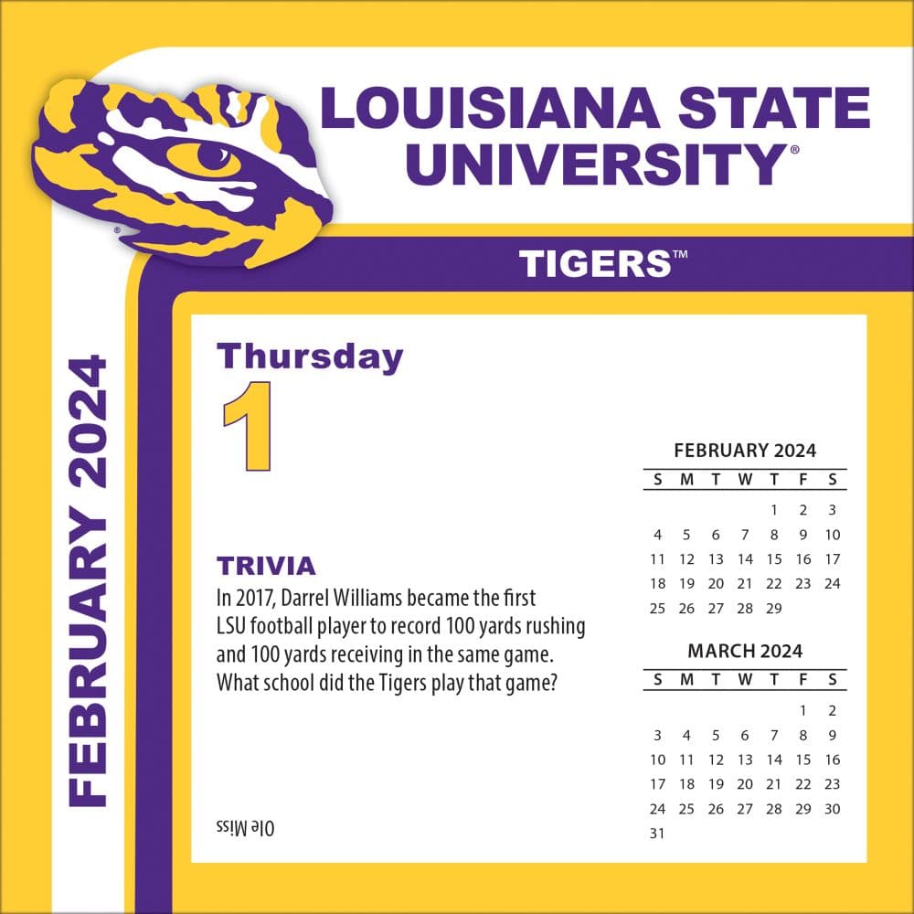 LSU Tigers 2024 Desk Calendar Third Alternate Image width=&quot;1000&quot; height=&quot;1000&quot;