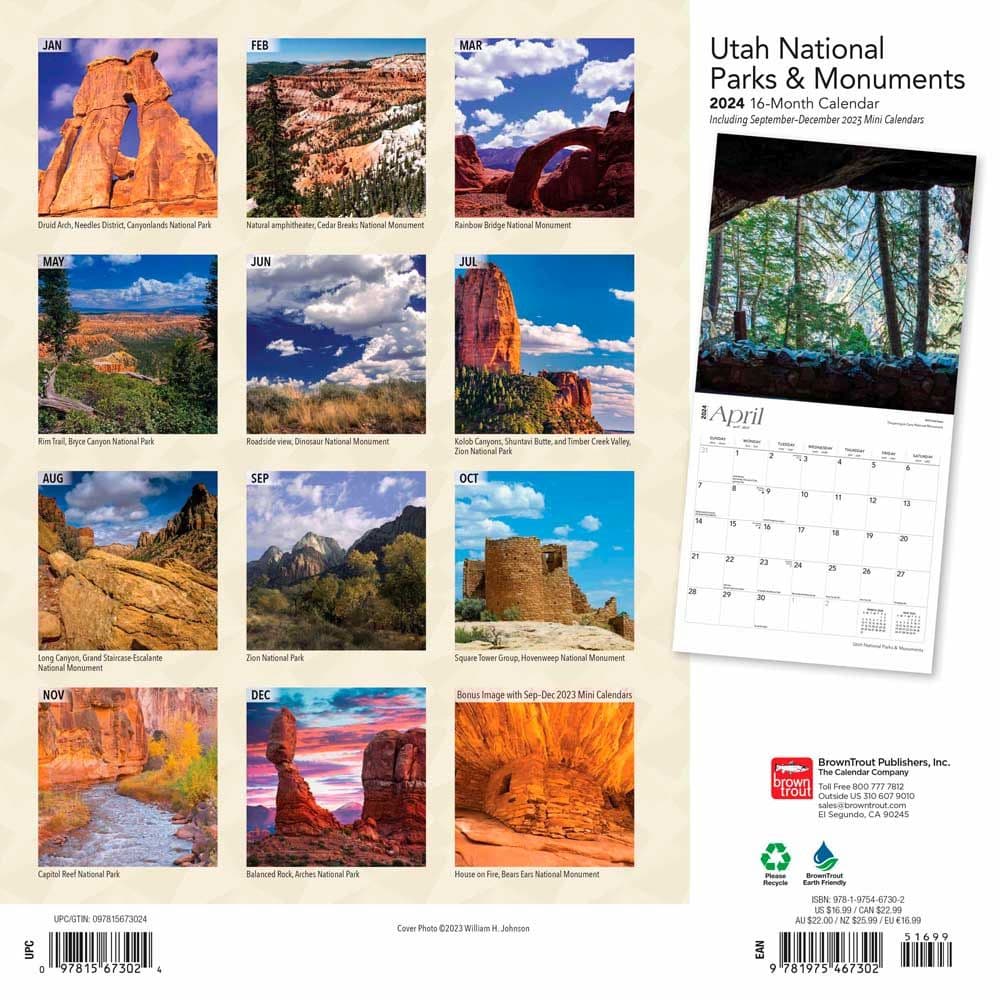 Utah Parks And Monuments 2024 Wall Calendar First Alternate Image width=&quot;1000&quot; height=&quot;1000&quot;