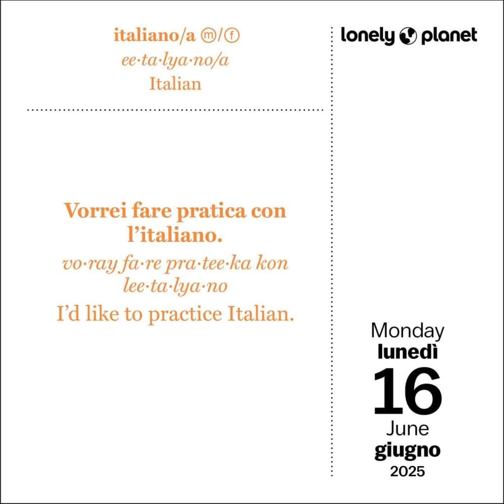 Lonely Planet Italian 2025 Desk Calendar Second Alternate Image