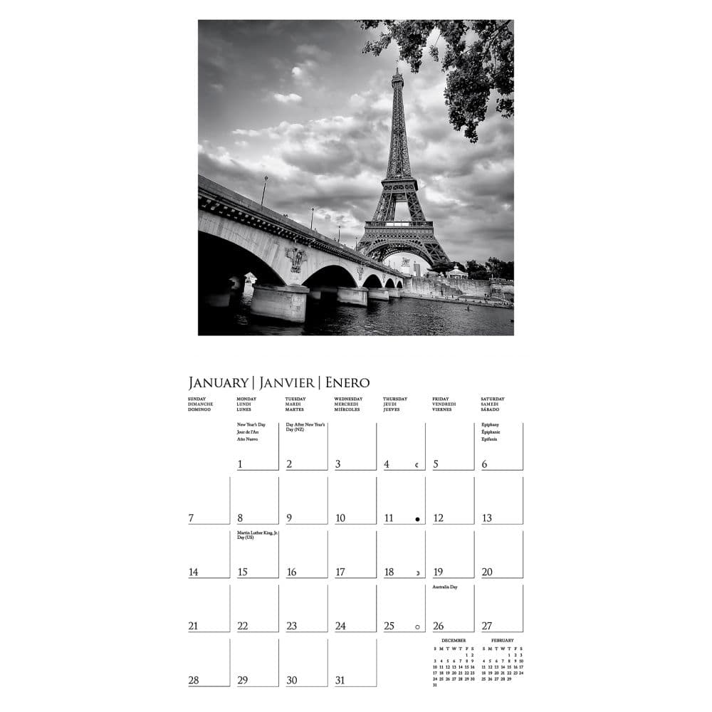 Paris B&amp;W 2024 Mini Wall Calendar Second Alternate Image width=&quot;1000&quot; height=&quot;1000&quot;