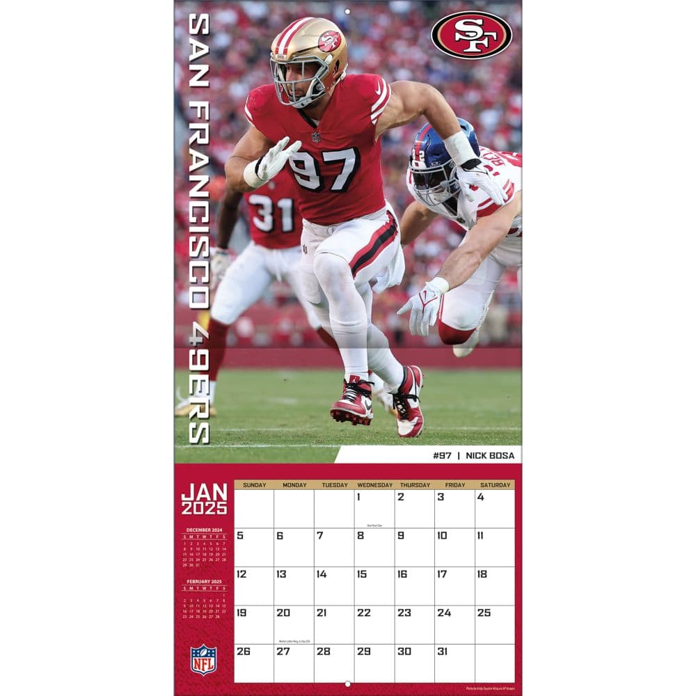 NFL San Francisco 49ers 2025 Wall Calendar interior