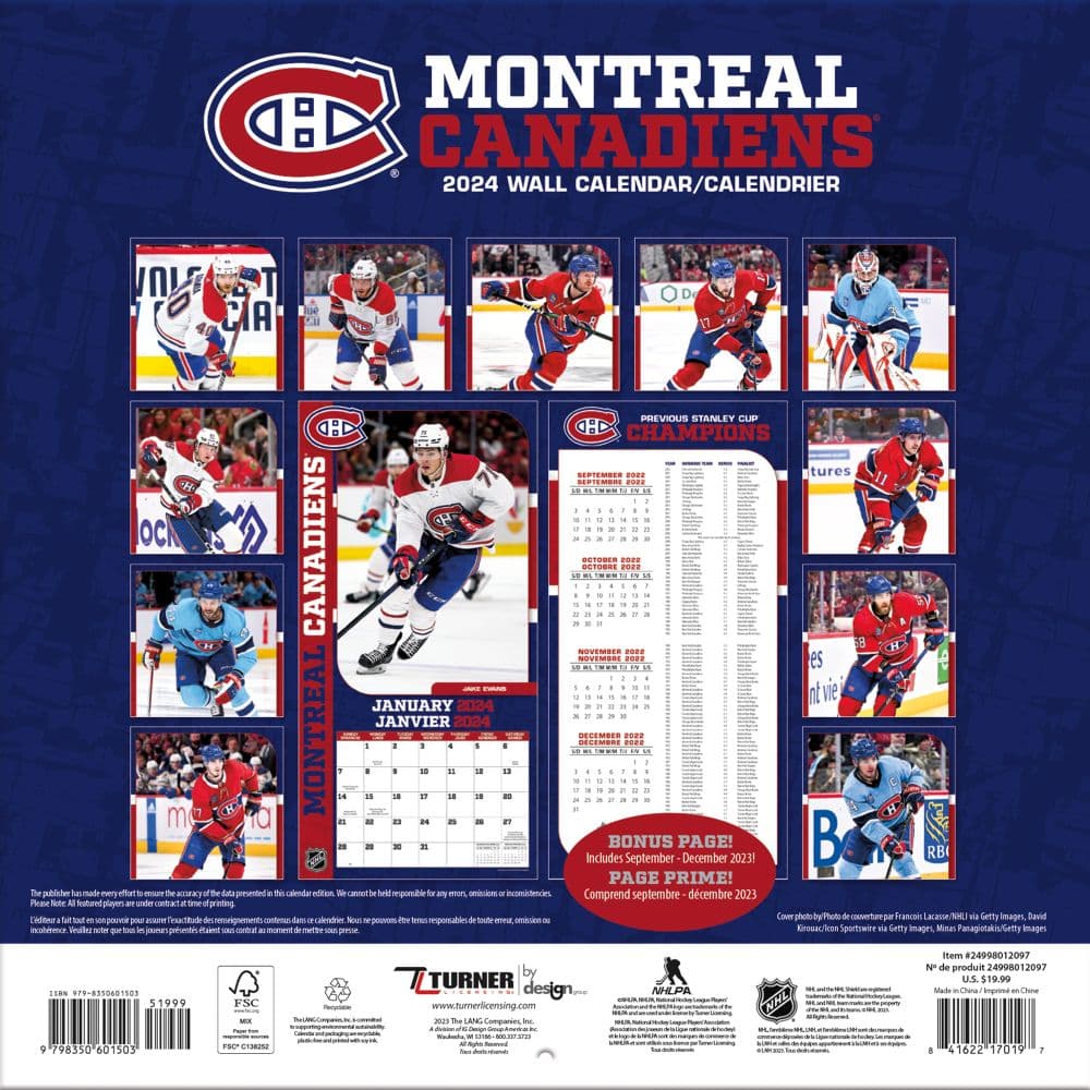 Montreal Canadiens 2024 Mini Wall Calendar