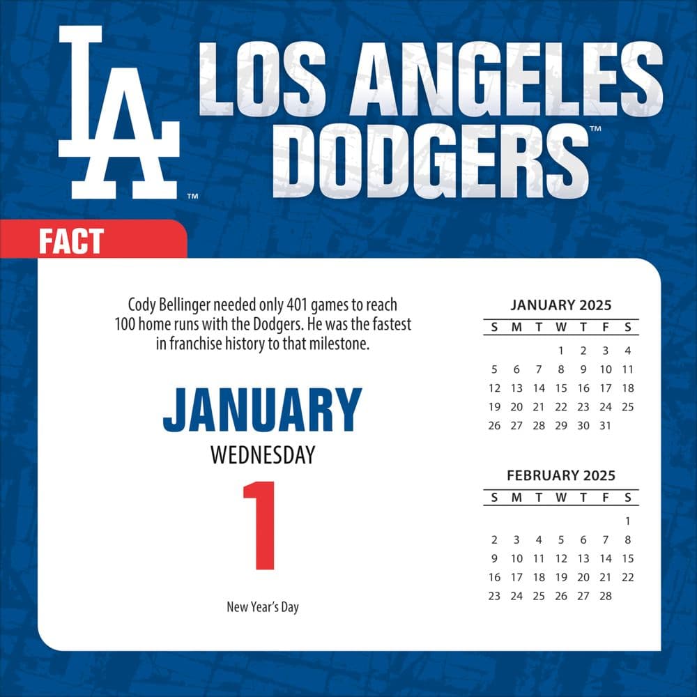 MLB Los Angeles Dodgers 2025 Desk Calendar First Alternate Image