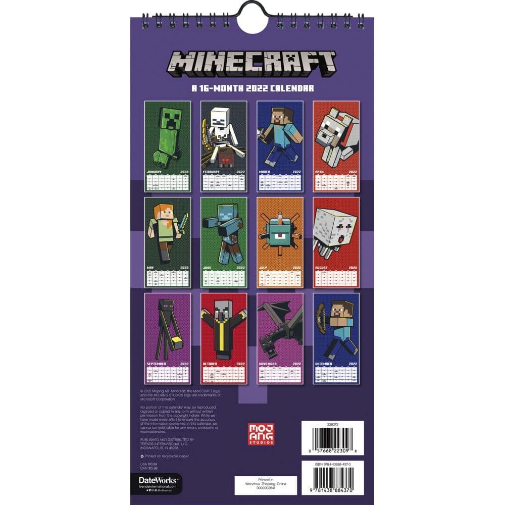 Minecraft 2022 Mini Poster Wall Calendar - Calendars.com