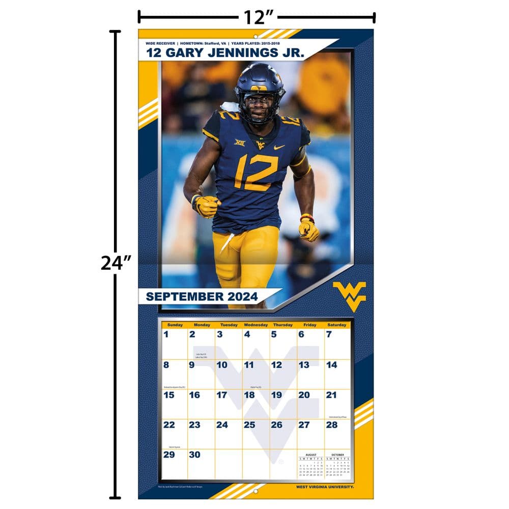 COL West Virginia Mountaineers 2025 Wall Calendar Fifth Alternate Image