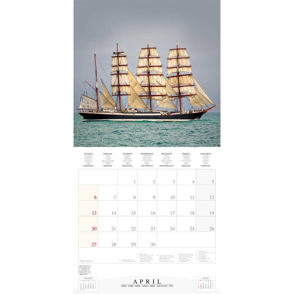 Sailing Tall Boats 2025 Wall Calendar Fourth Alternate Image width="1000" height="1000"