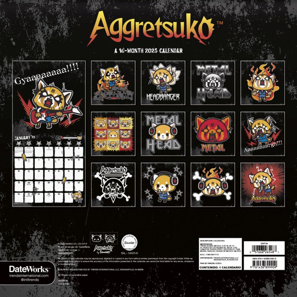 Aggretsuko 2025 Wall Calendar Alt3