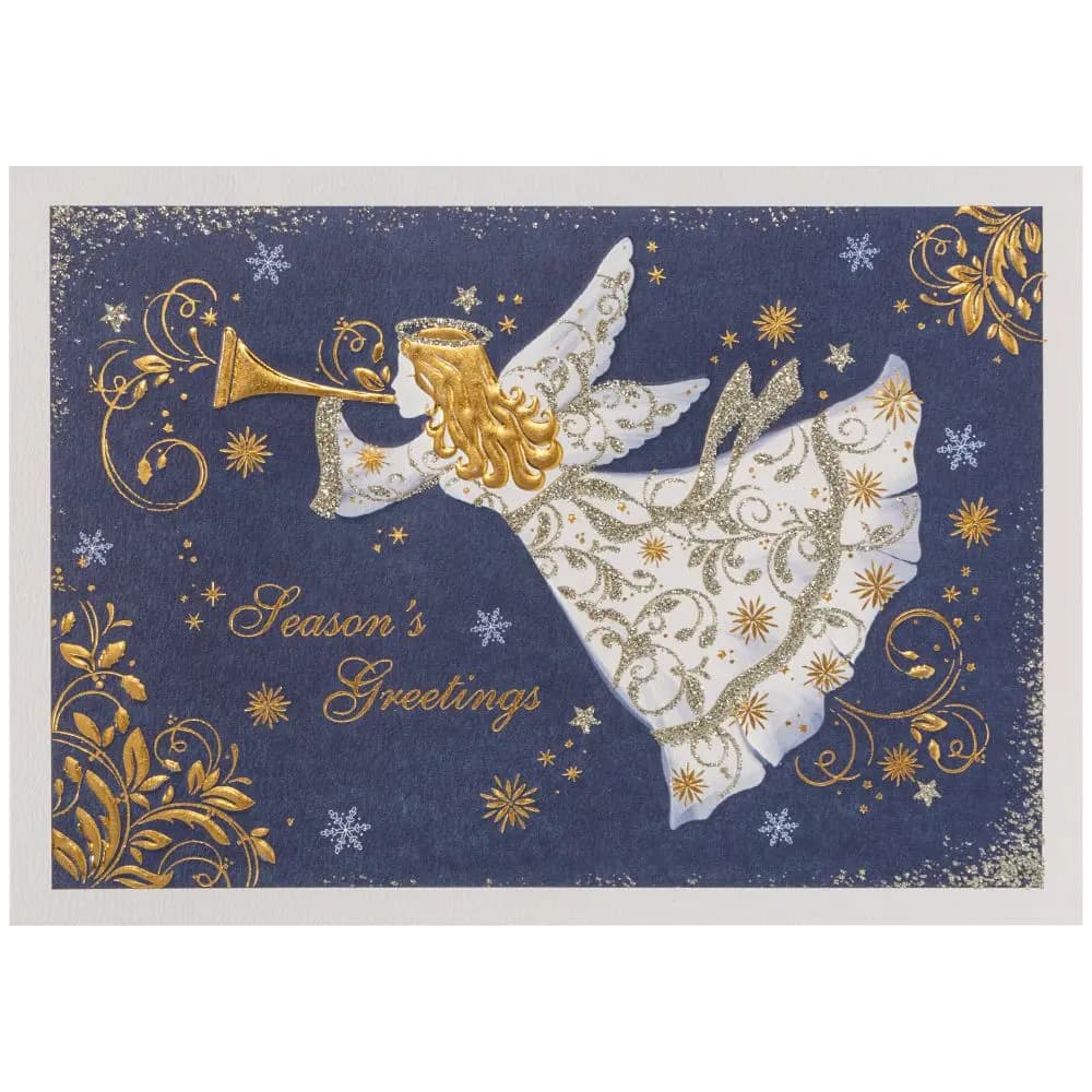 Angel on Dark Blue 8 Count Boxed Christmas Cards front