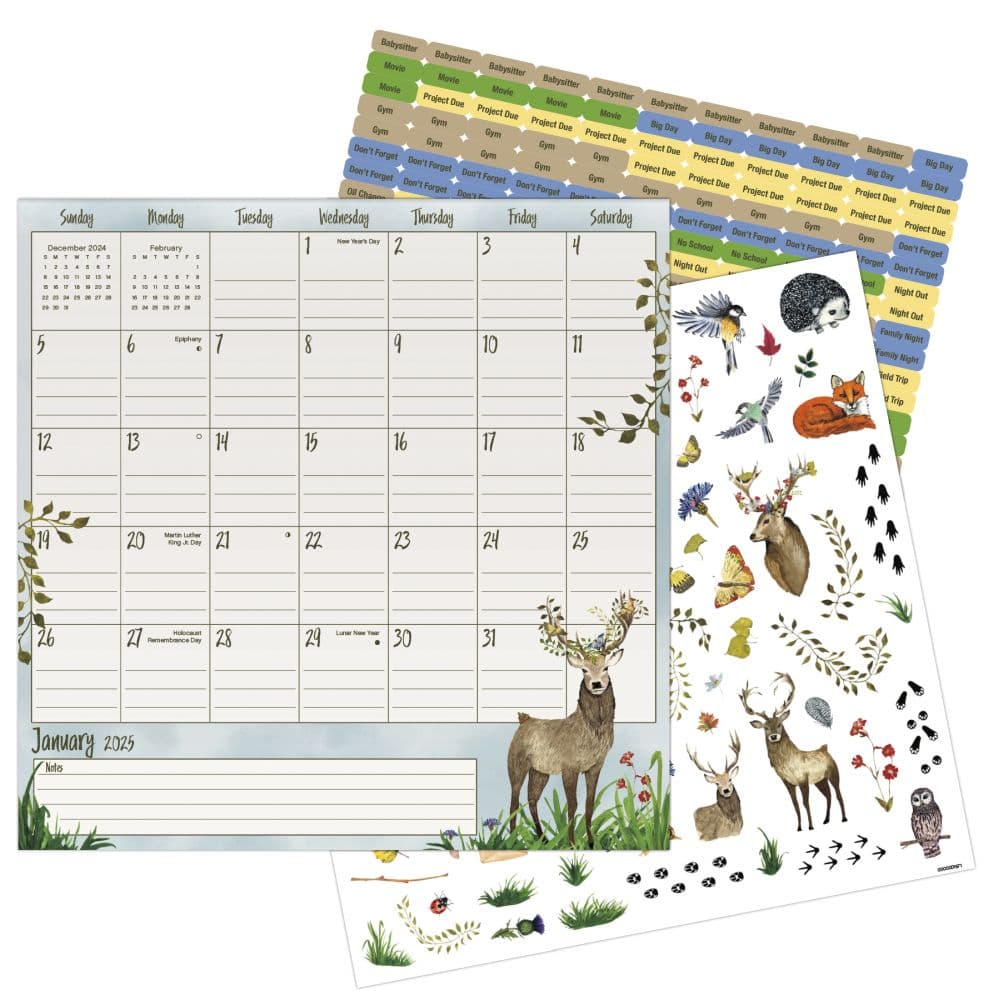 Animals Family 2025 Magnetic Wall Calendar Alt5