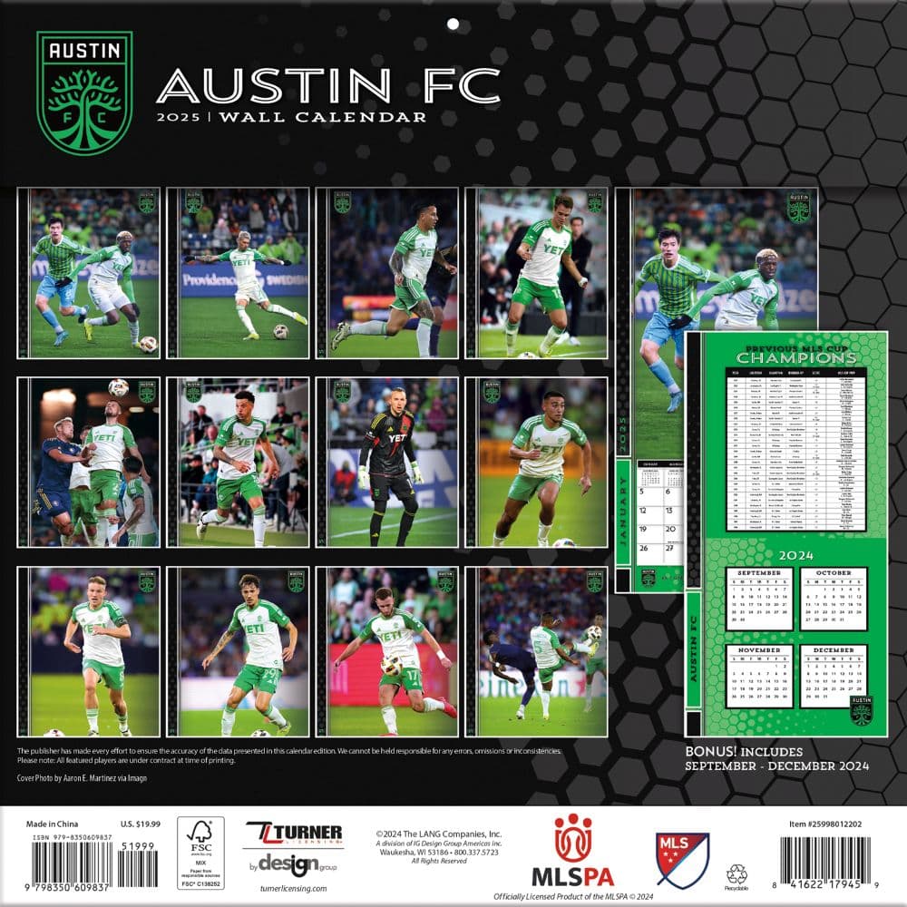 MLS Austin FC 2025 Wall Calendar Third Alternate