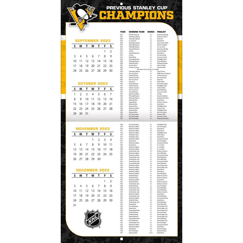 NHL Pittsburgh Penguins 2025 Wall Calendar