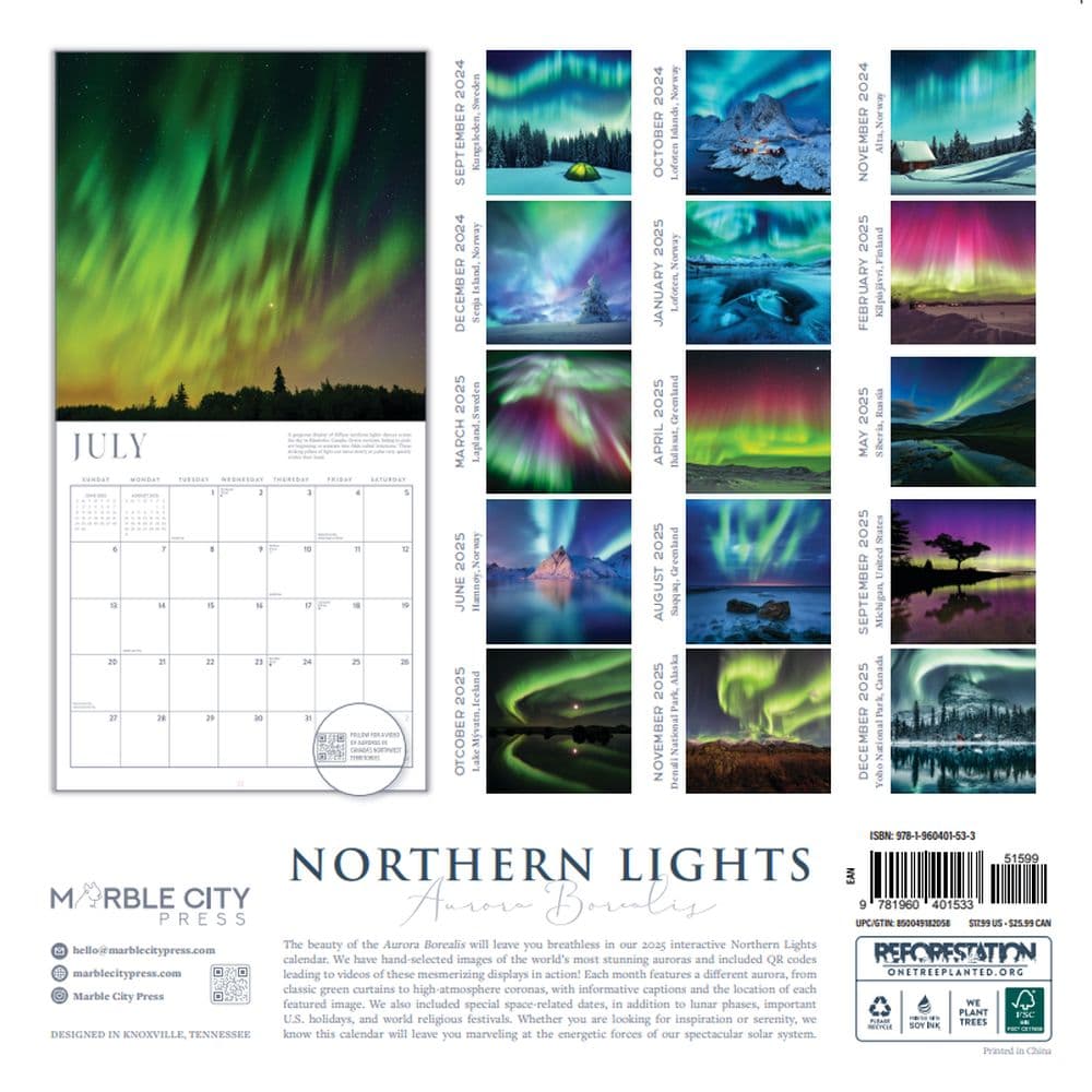 Northern Lights 2025 Wall Calendar First Alternate Image width="1000" height="1000"