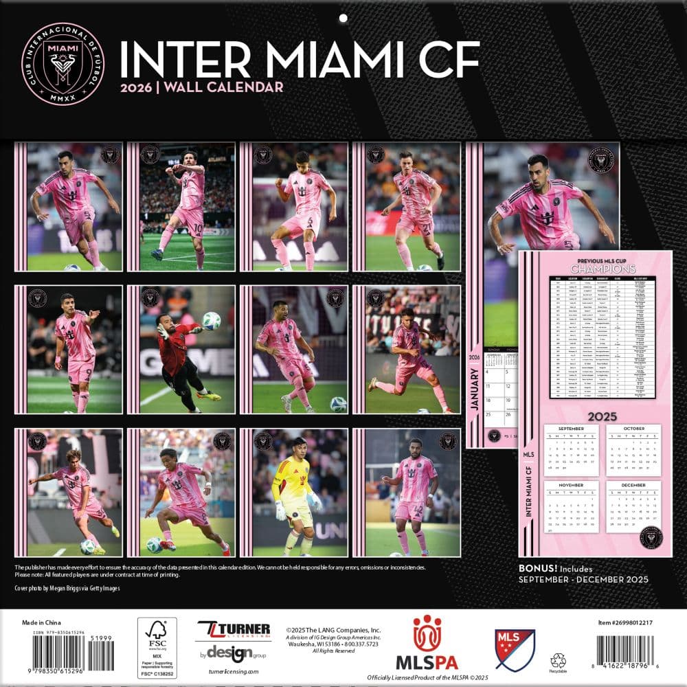 MLS Inter Miami FC 2026 Wall Calendar First Alternate Image