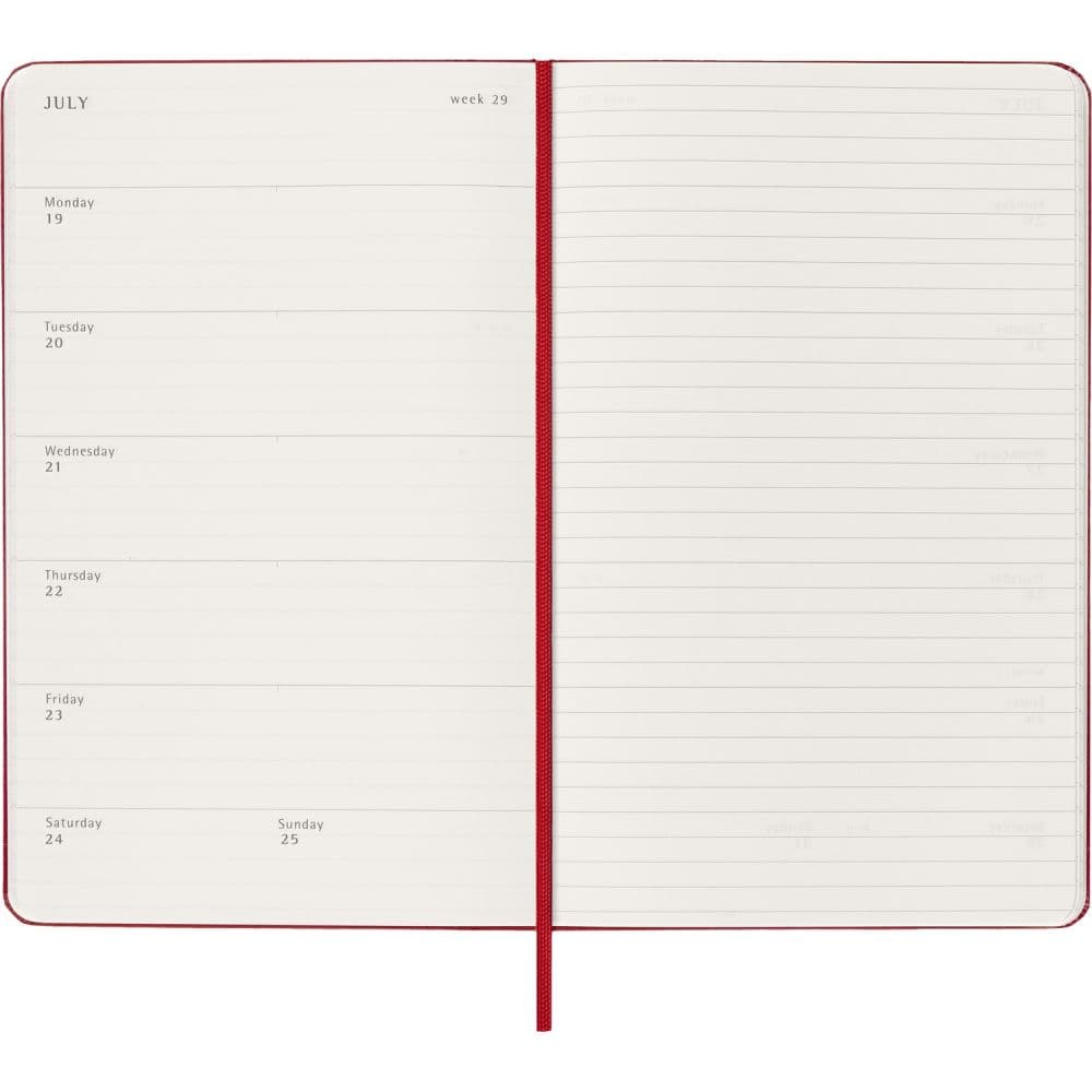 Moleskine Scarlet Red Large Hard Cover 2027 Weekly Planner Fourth Alternate Image