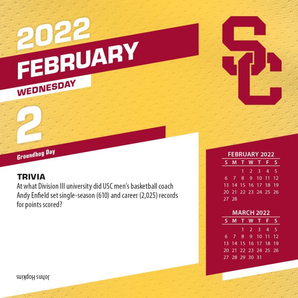 Col Usc Trojans 2022 Desk Calendar Calendars Com