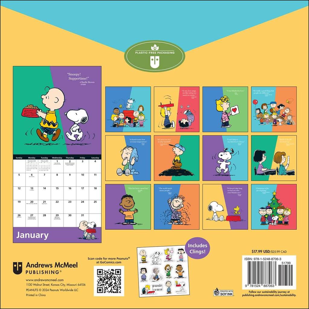 Peanuts 2025 Wall Calendar Back