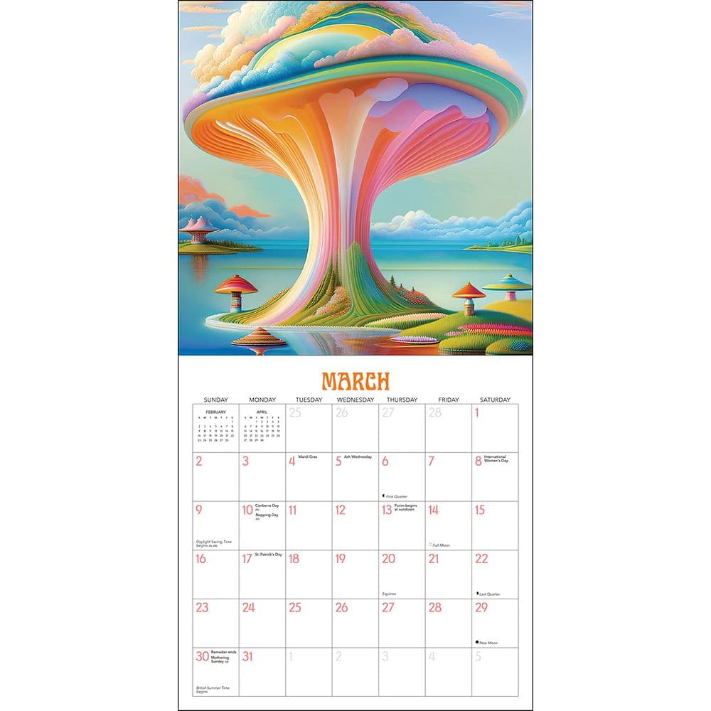 Trippy Shrooms 2025 Wall Calendar Third Alternate Image width="1000" height="1000"