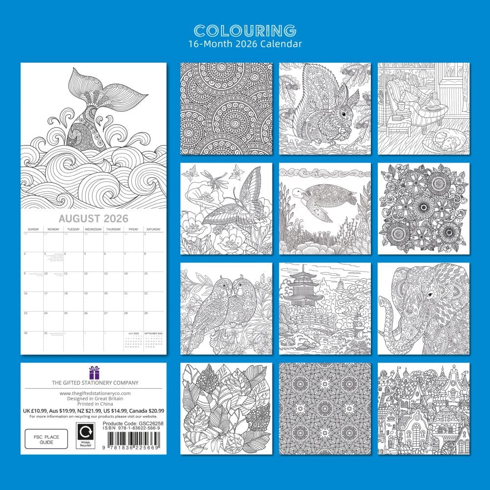 Colouring Calendar 2026 Wall Calendar First Alternate Image